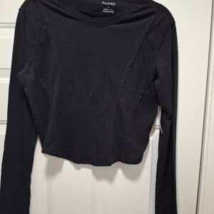 Pilcro Women's Black Long Sleeve Top